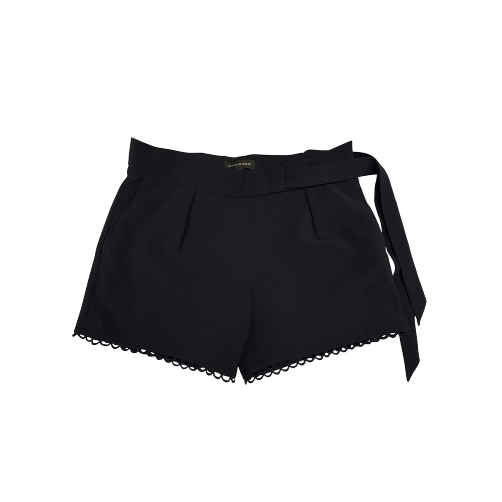 Banana Republic Shorts Women 6 Black Scalloped Hem Tie Waist Dressy